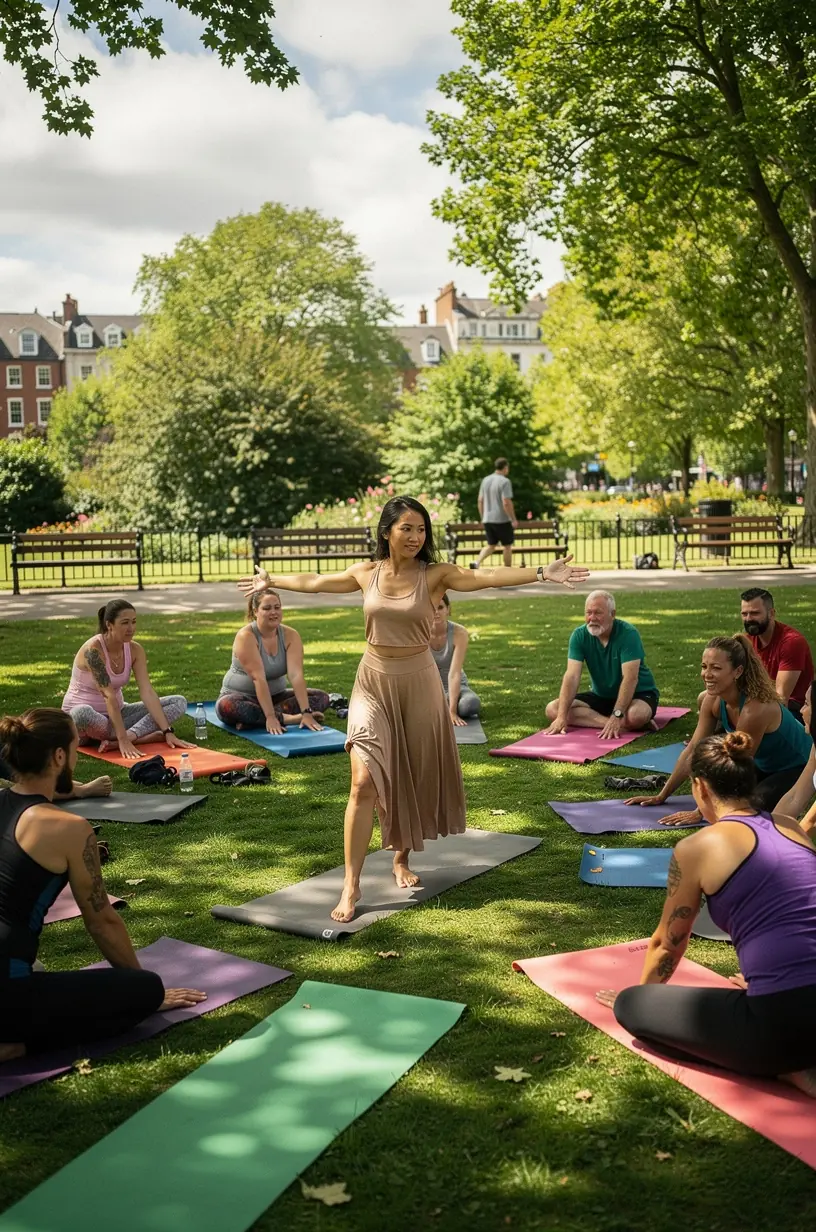 Hikers practicing etiquette on scenic trail.